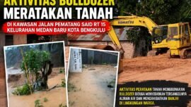 Aktivitas bulldozer meratakan tanah di kawasan Jalan Pematang Said RT 15 Kelurahan Medan Baru Kota Bengkulu