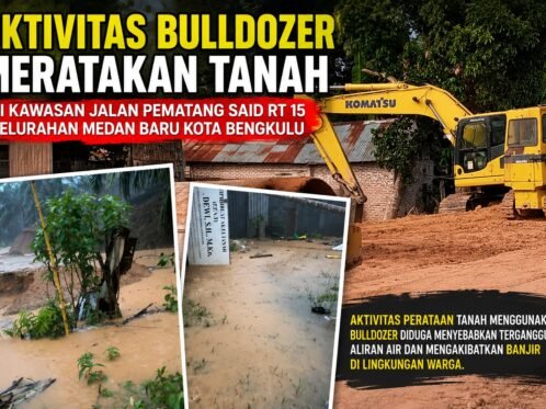 Aktivitas bulldozer meratakan tanah di kawasan Jalan Pematang Said RT 15 Kelurahan Medan Baru Kota Bengkulu